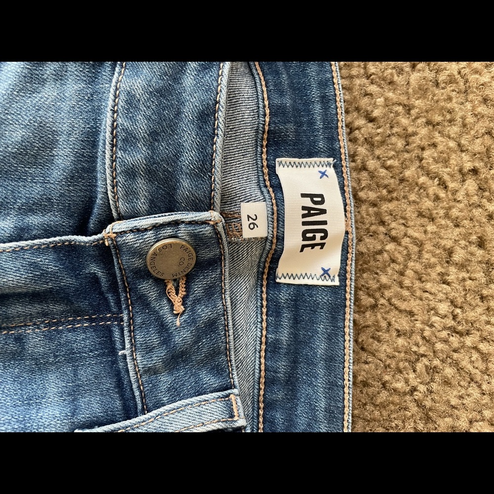 Paige denim light wash jeans raw heam size 26